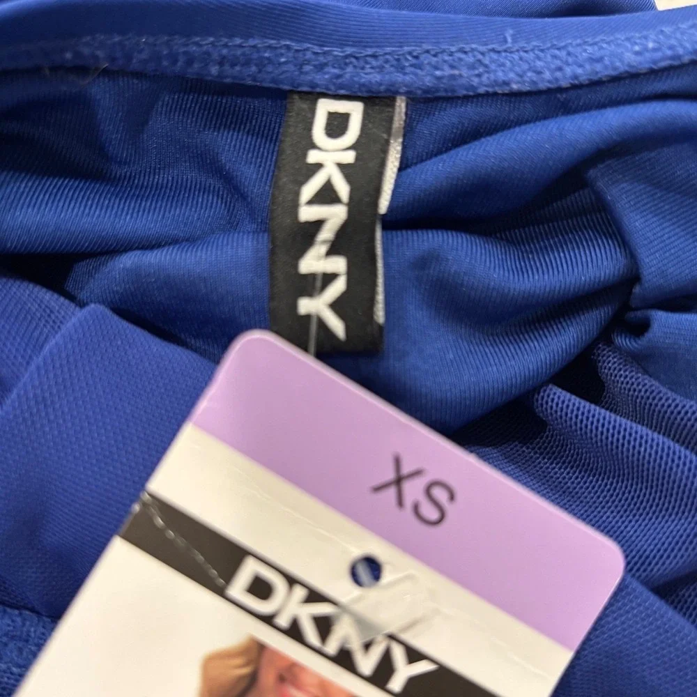 NWT SIZE XS DKNY One‎ Piece Swimsuit Women Blue Ruffle Tummy Control 1943727 - Picture 9 of 9